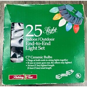 Holiday Time 25-Light C7 Ceramic Multicolor String Lights End-to-End 25 ft